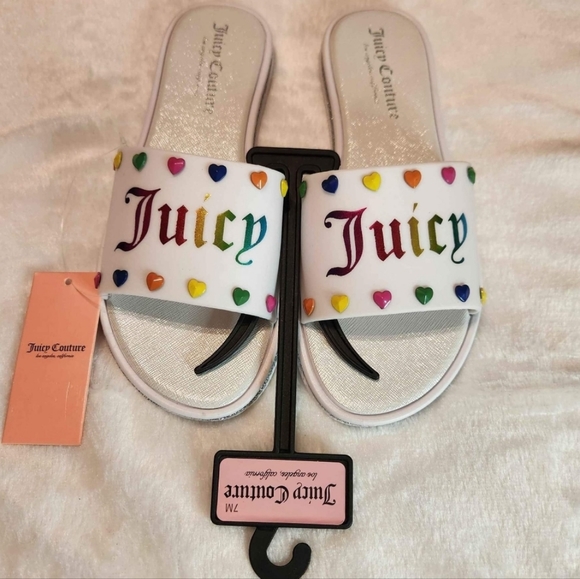Juicy Couture Shoes - ❤️ NWT Juicy Couture White "You Bet" Slides Size 7